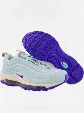 Nike Air Max 97 Mint Green with Purple Swoosh